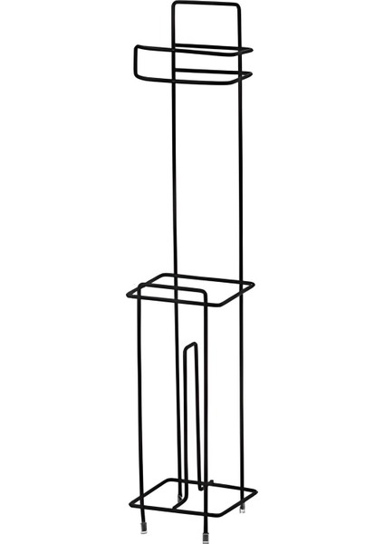 Ayaklı Wc Kağıtlı Yedek Kağıt Hazneli Tuvalet Kağıtlığı Siyah