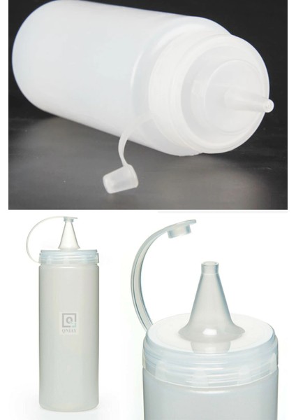 Qchef Hazırlık Şişesi (1 Adet) Kapaklı Salata Sosu Zeytinyağı Ketçap Mayonez Sıkma Sosluk 500 ml