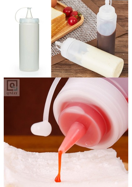 Qchef Hazırlık Şişesi (1 Adet) Kapaklı Salata Sosu Zeytinyağı Ketçap Mayonez Sıkma Sosluk 500 ml