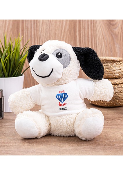 Kişiye Özel Super Dad Babaya Hediye Peluş Köpek