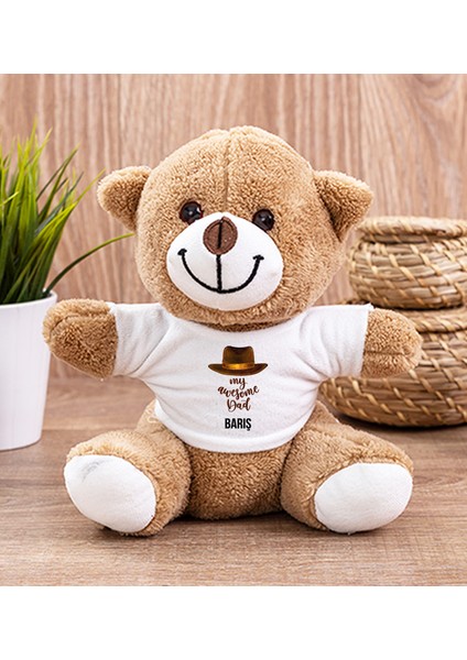 Kişiye Özel Awesome Dad Babaya Hediye Peluş Ayı