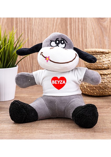 Kişiye Özel Isim Yazılı Kırmızı Kalpli Peluş Eşek
