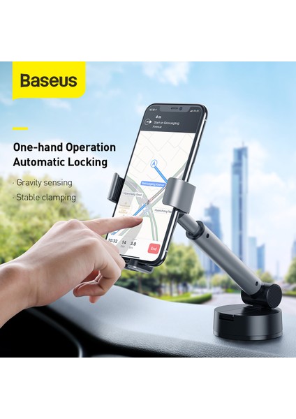 Gümüş Çelik Simplism Yerçekimi Düşüyor Cep Telefonu Tutucu Araba Vantuz Esnek Stand IPhone 13 Pro Max 12 Pro Max 11 Pro Max (Yurt Dışından)