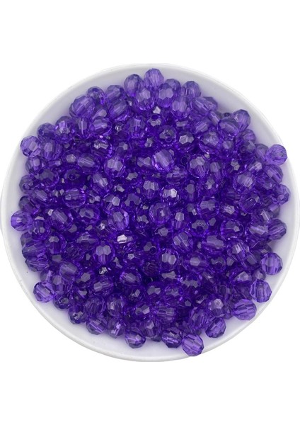 50GR 8mm Koyu Lila / Mor Petek Model Akrilik Boncuk,takı , Çanta Yapım Boncuğu (50GR,~200 Adet)