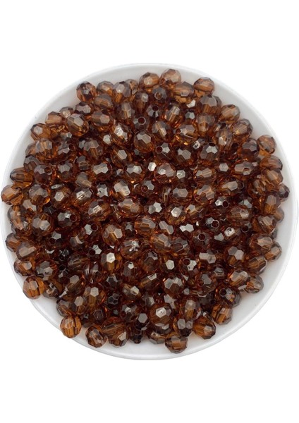 50GR 8mm Kahverengi Petek Model Akrilik Boncuk,takı , Çanta Yapım Boncuğu (50GR,~200 Adet)