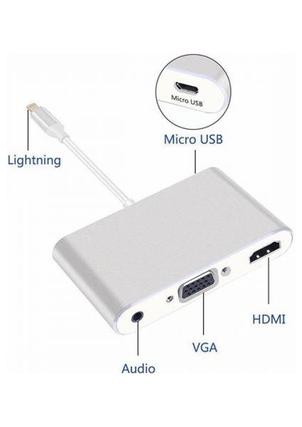 Polham Apple Iphone ve Ipad Için VGA Av Audio Kablosu, Apple VGA Av Audio Dönüştürücü Kablosu