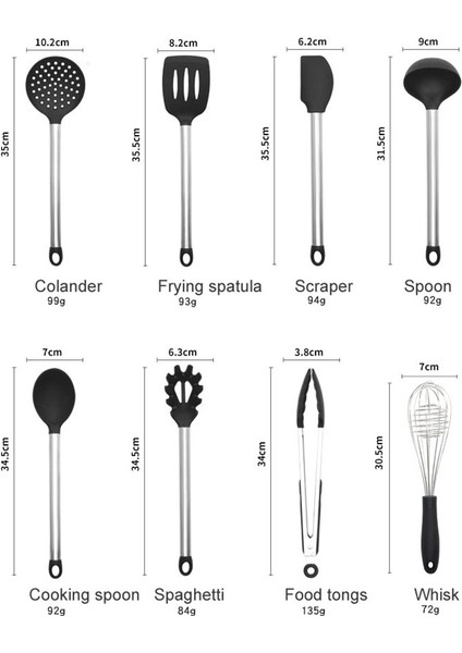 Isıya Dayanıklı Bpa Ücretsiz Silikon Mutfak Eşyaları Set Silikon Ve Paslanmaz Çelik Kolu Spatula Mutfak Aletleri | Pişirme Aracı Setleri (Yurt Dışından)