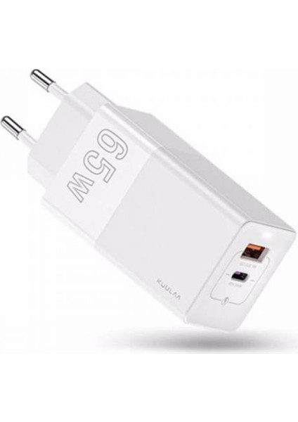 Gan 65W 1x Pd Type C, 1x USB Ultra Hızlı Şarj Adaptörü,telefon, Tablet, Macbook Şarj Adaptörü