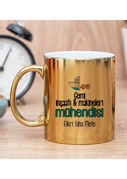 Kişiye Özel Gemi İnşaatı ve Mühendisi Gold Kupa Bardak