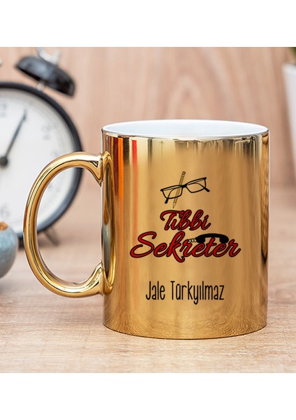Kişiye Özel Tıbbi Sekreter Gold Kupa Bardak