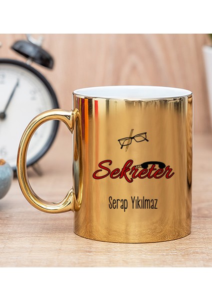 Kişiye Özel Sekreter Gold Kupa Bardak