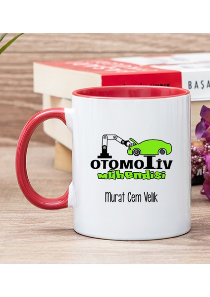 Kişiye Özel Otomotiv Mühendisi Kırmızı Kupa Bardak