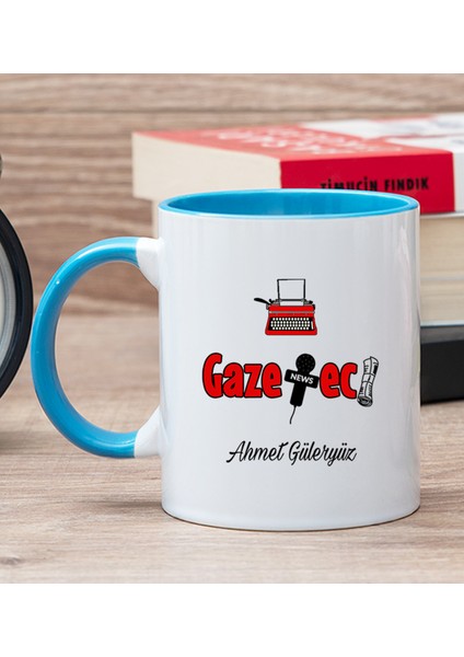 Kişiye Özel Gazeteci Mavi Kupa Bardak