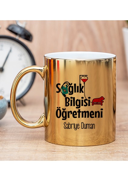 Kişiye Özel Sağlık Bilgisi Öğretmeni Gold Kupa Bardak