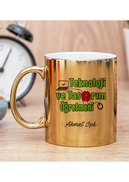 Kişiye Özel Teknoloji ve Tasarım Öğretmeni Gold Kupa Bardak