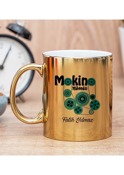 Kişiye Özel Makine Mühendisi Gold Kupa Bardak