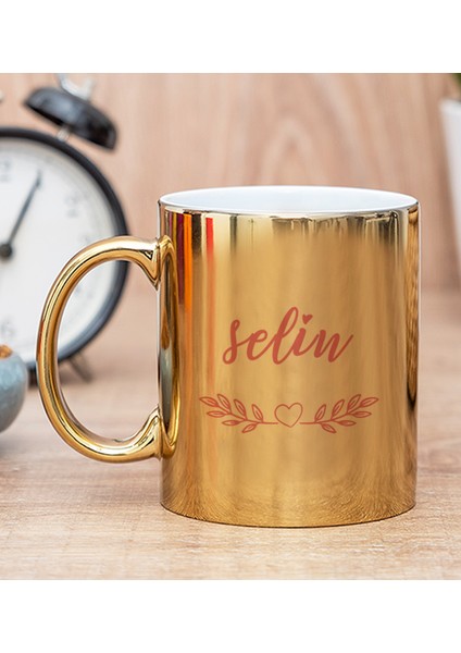 Kişiye Özel Kadına Hediye İsim Yazılı Gold Kupa Bardak