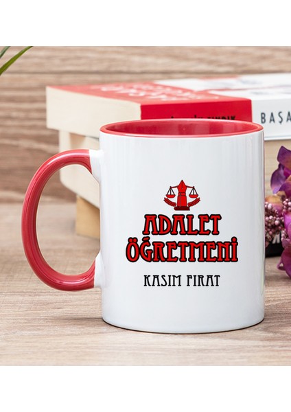 Kişiye Özel Adalet Öğretmeni Kırmızı Kupa Bardak