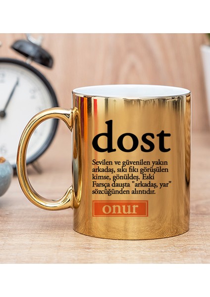 Kişiye Özel Dost Kelime Anlamı Gold Kupa Bardak
