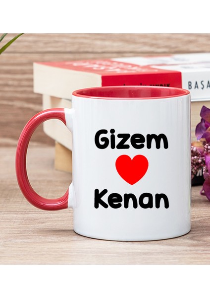 Kişiye Özel Sevgililere Özel İsim Yazılı Kırmızı Kupa Bardak