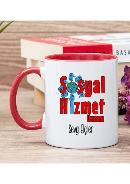 Kişiye Özel Sosyal Hizmet Uzmanı Kırmızı Kupa Bardak