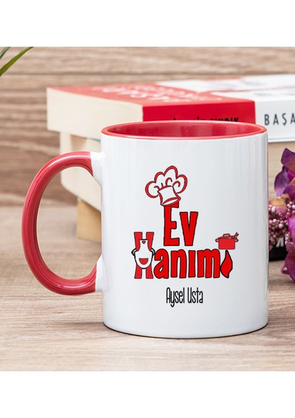 Kişiye Özel Ev Hanımı Kırmızı Kupa Bardak