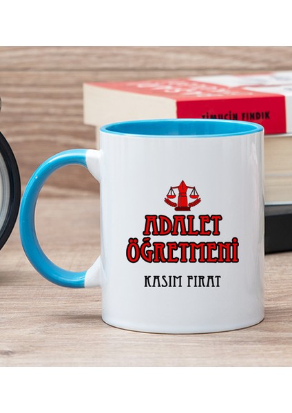 Kişiye Özel Adalet Öğretmeni Mavi Kupa Bardak