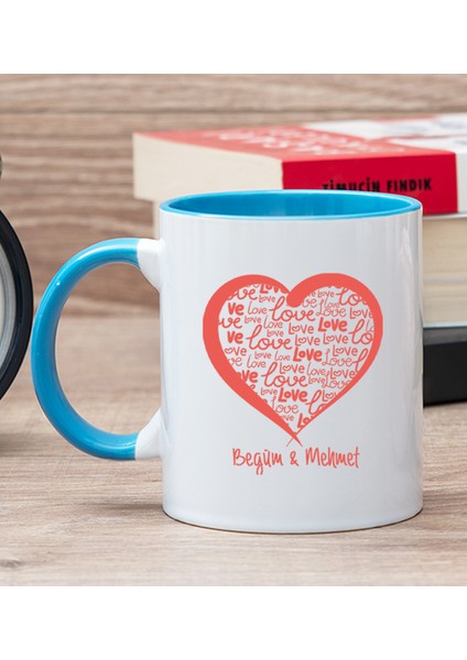 Kişiye Özel Kişiye Özel Kalpli Mavi Kupa Bardak