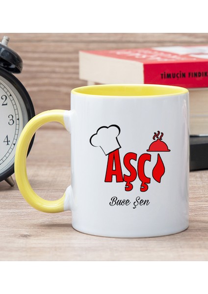 Kişiye Özel Aşçı Sarı Kupa Bardak