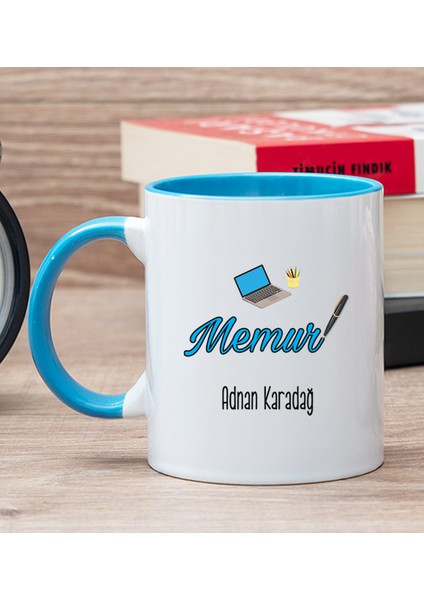 Kişiye Özel Memur Mavi Kupa Bardak