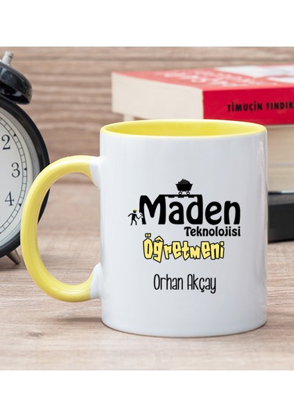 Kişiye Özel Maden Teknolojisi Öğretmeni Sarı Kupa Bardak