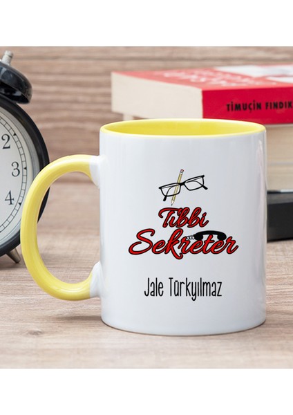 Kişiye Özel Tıbbi Sekreter Sarı Kupa Bardak