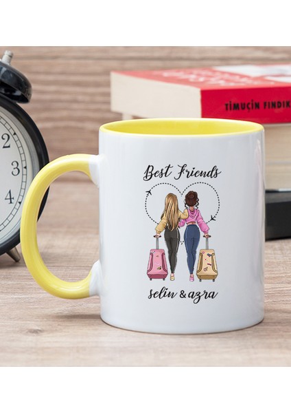Kişiye Özel Best Friends Sarı Kupa Bardak