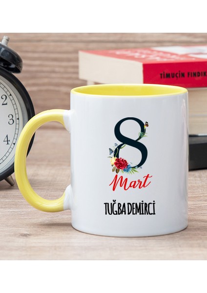 Kişiye Özel Kadınlar Gününe Özel Sarı Kupa Bardak