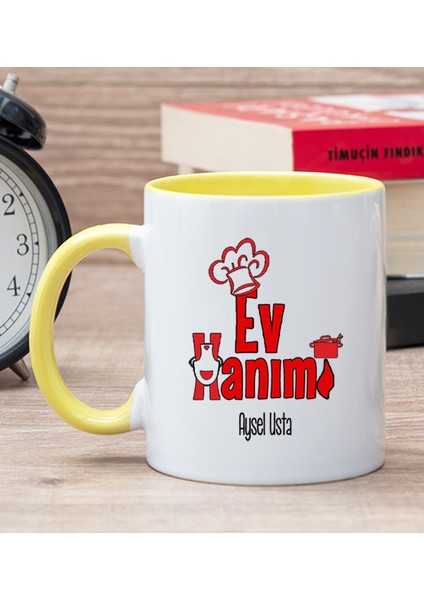 Kişiye Özel Ev Hanımı Sarı Kupa Bardak