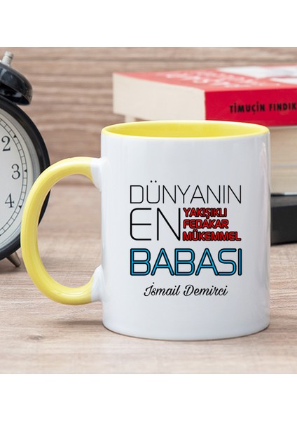 Kişiye Özel Dünyanın En İyi Babası Sarı Kupa Bardak