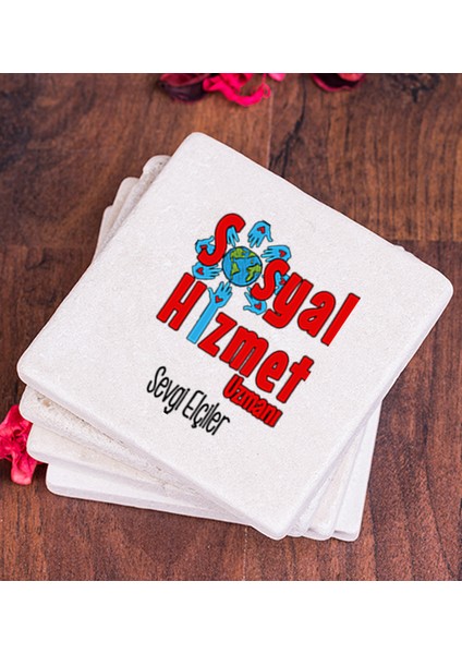 Kişiye Özel Sosyal Hizmet Uzmanı Taş Bardak Altlığı