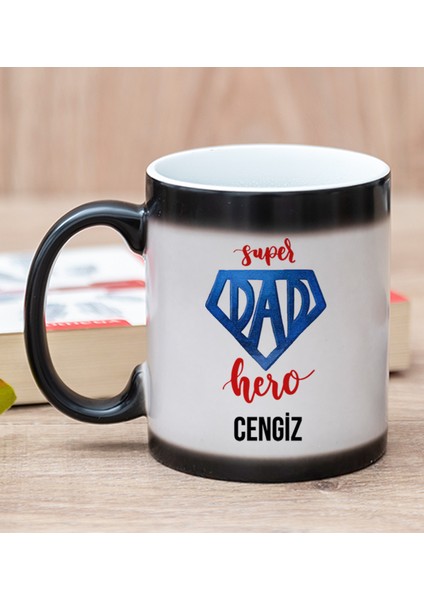 Kişiye Özel Super Dad Babaya Hediye Sihirli Kupa Bardak