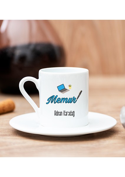 Kişiye Özel Memur Beyaz Türk Kahvesi Fincanı