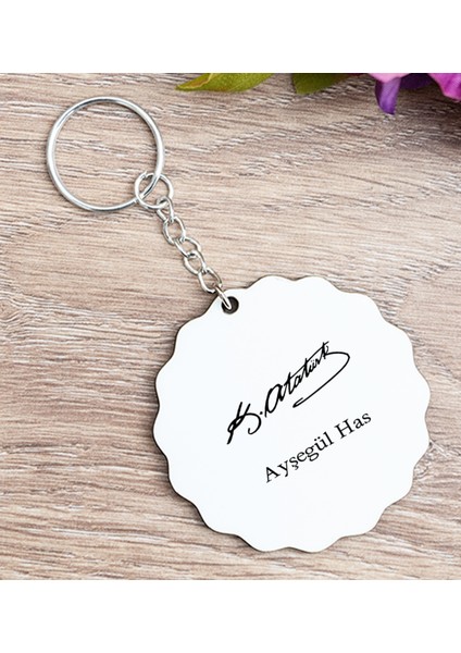 Kişiye Özel Atatürk Imzalı Ahşap Anahtarlık