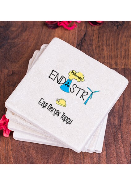 Kişiye Özel Endüstri Mühendisi Taş Bardak Altlığı