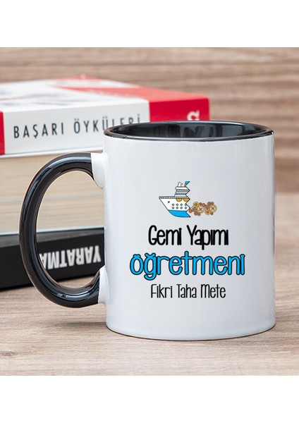 Kişiye Özel Gemi Yapımı Öğretmeni Siyah Kupa Bardak