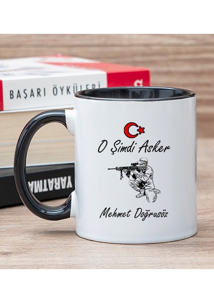 Kişiye Özel Askere Hediye Siyah Kupa Bardak