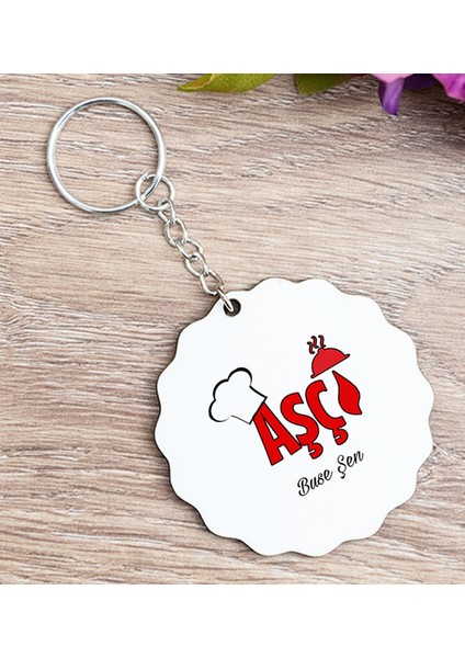 Kişiye Özel Aşçı Ahşap Anahtarlık