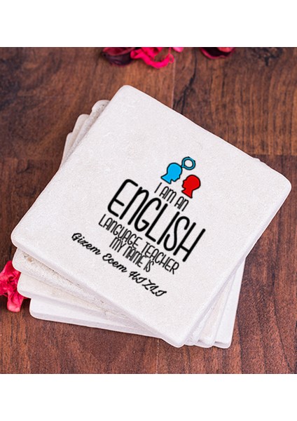 Kişiye Özel Ingilizce Öğretmeni Taş Bardak Altlığı