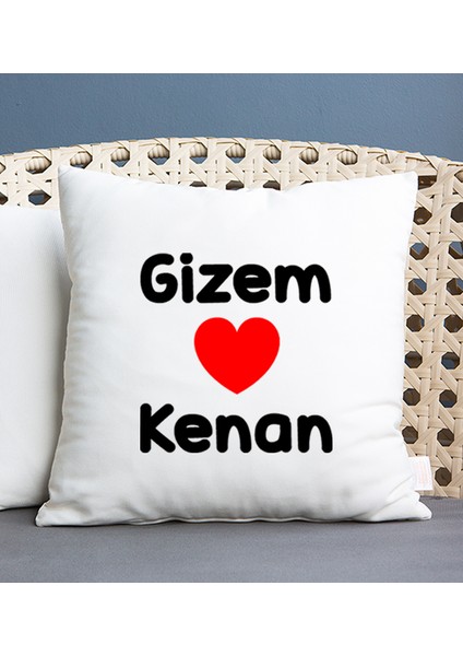 Kişiye Özel Sevgililere Özel Isim Yazılı Kare Yastık