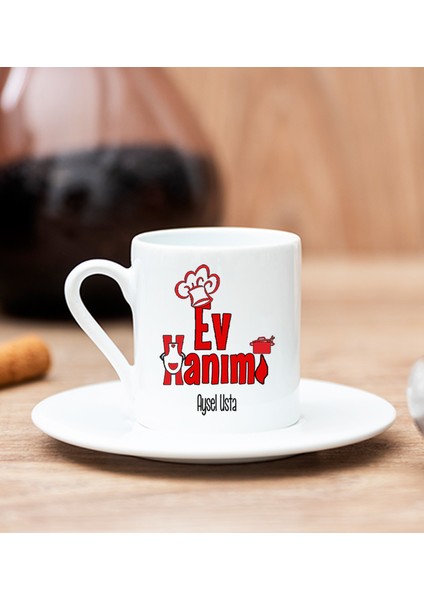 Kişiye Özel Ev Hanımı Beyaz Türk Kahvesi Fincanı