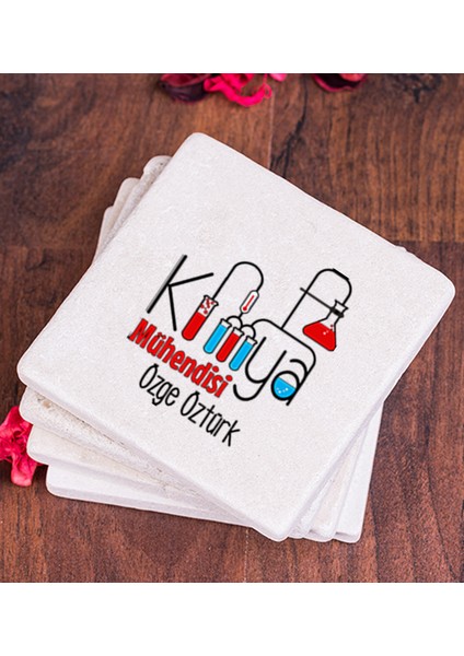 Kişiye Özel Kimya Mühendisi Taş Bardak Altlığı