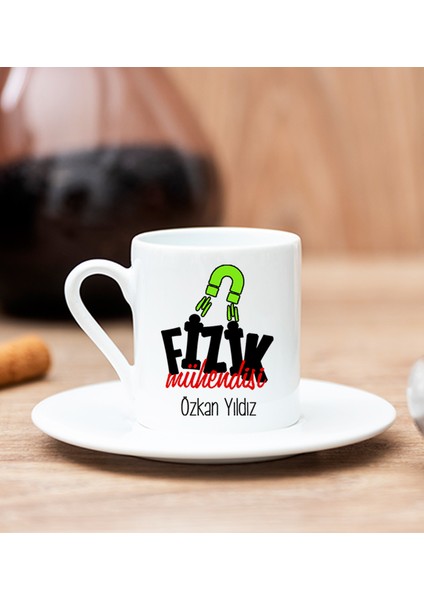 Kişiye Özel Fizik Mühendisi Beyaz Türk Kahvesi Fincanı