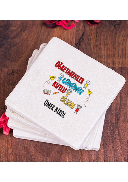 Kişiye Özel Öğretmenler Günü Taş Bardak Altlığı